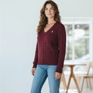 Ralph Lauren Burgundy V-Neck Sweater